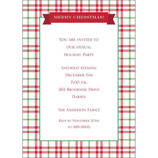 Red and Green Check Invitations